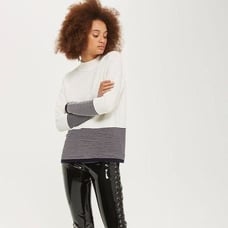 Topshop Knitted Color Block Stripe Sweater