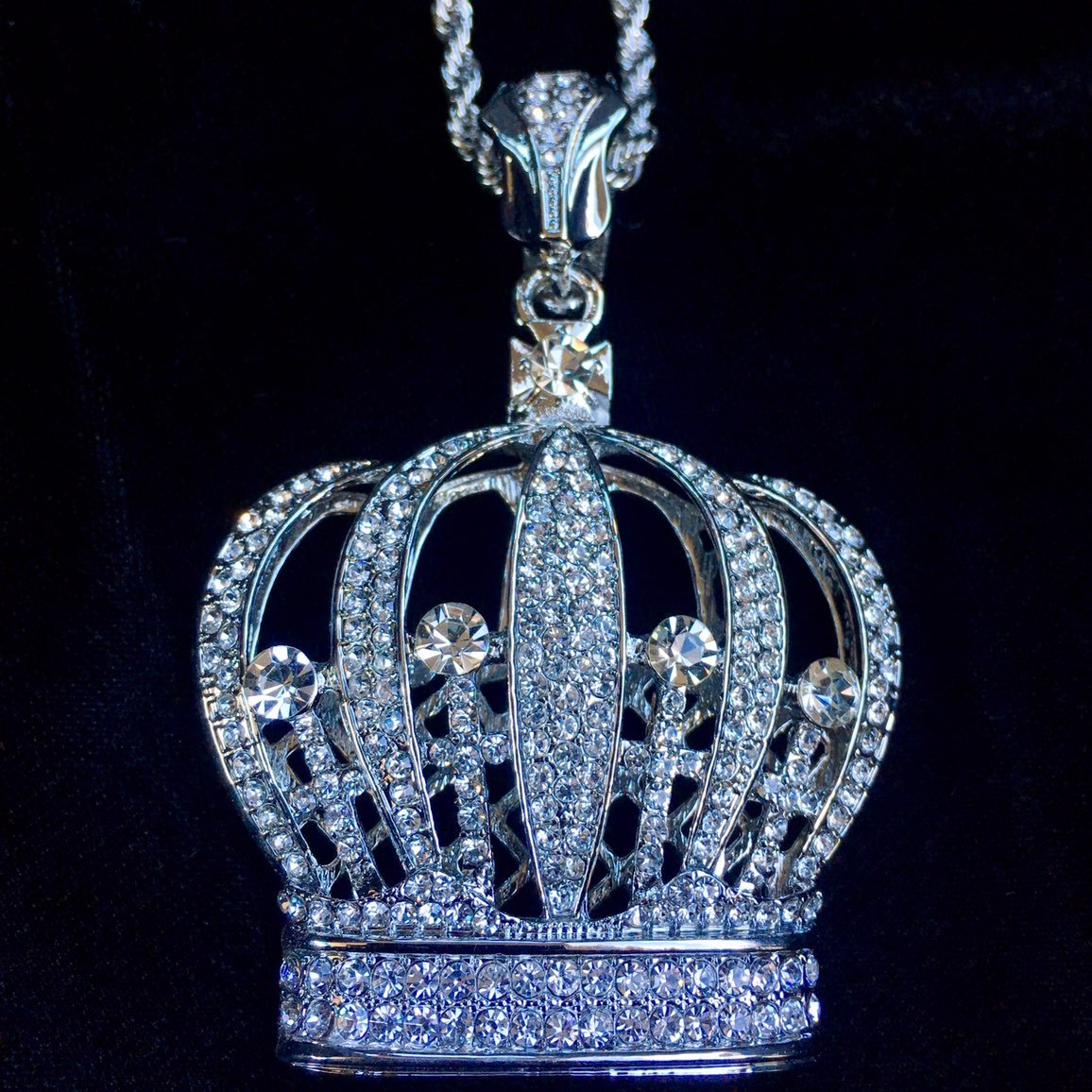 CROWN DIAMONDS CZ 18K GOLD CHAIN ITALY