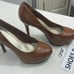 Womans Design By Alho Brown Patten Leather Slip On Stilettos Platform Pumps 8