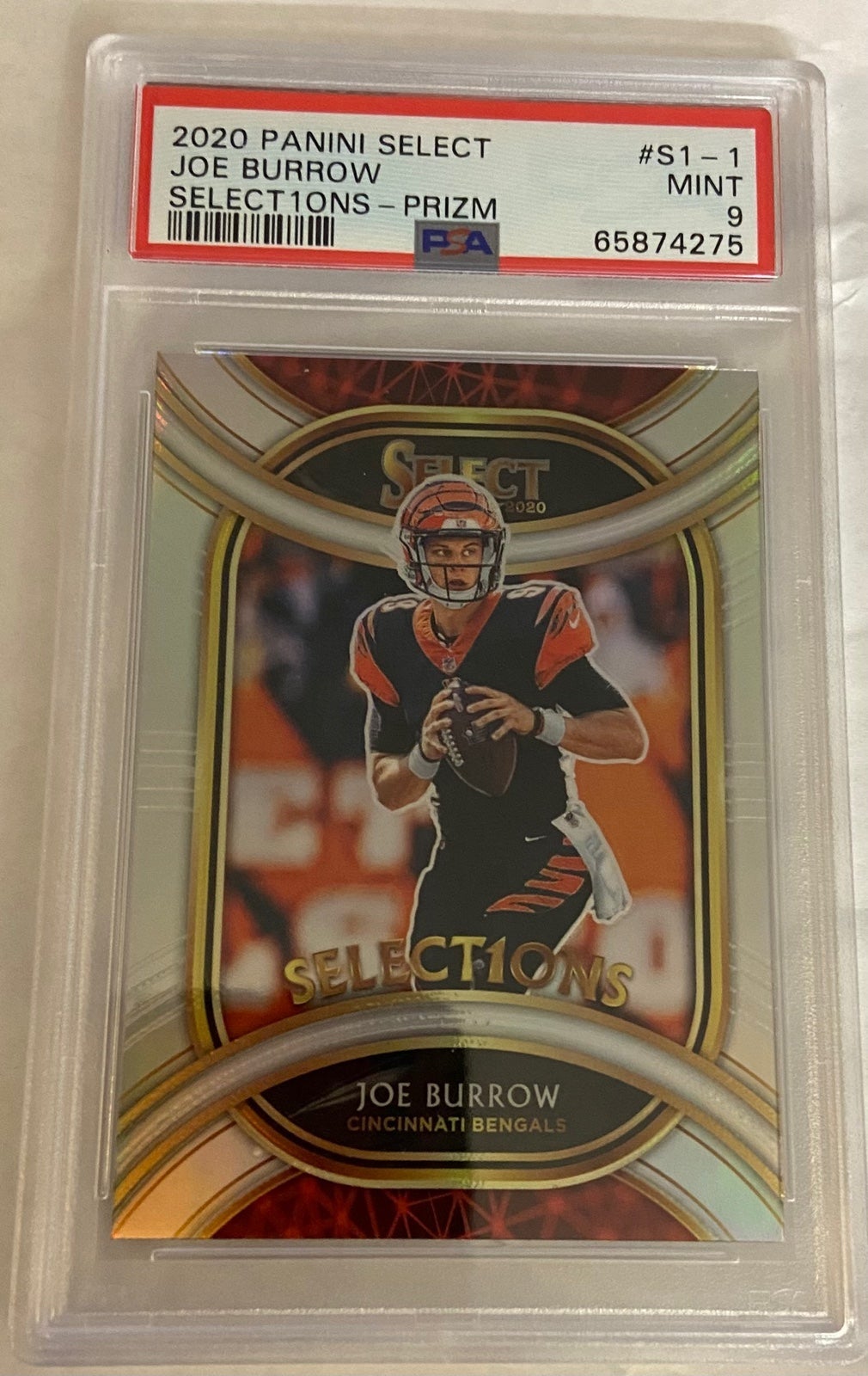 2020 SELECT SELECT1ONS SILVER PRIZM JOE BURROW ROOKIE #S1-1 PSA 9 MINT