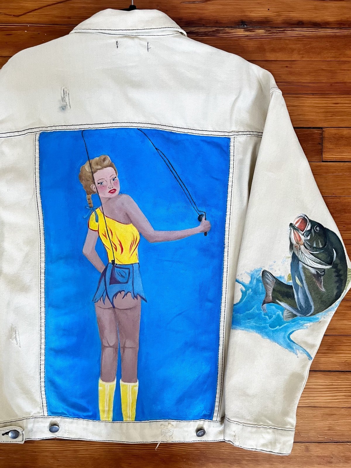 Hand Painted Fishing Jean Jacket