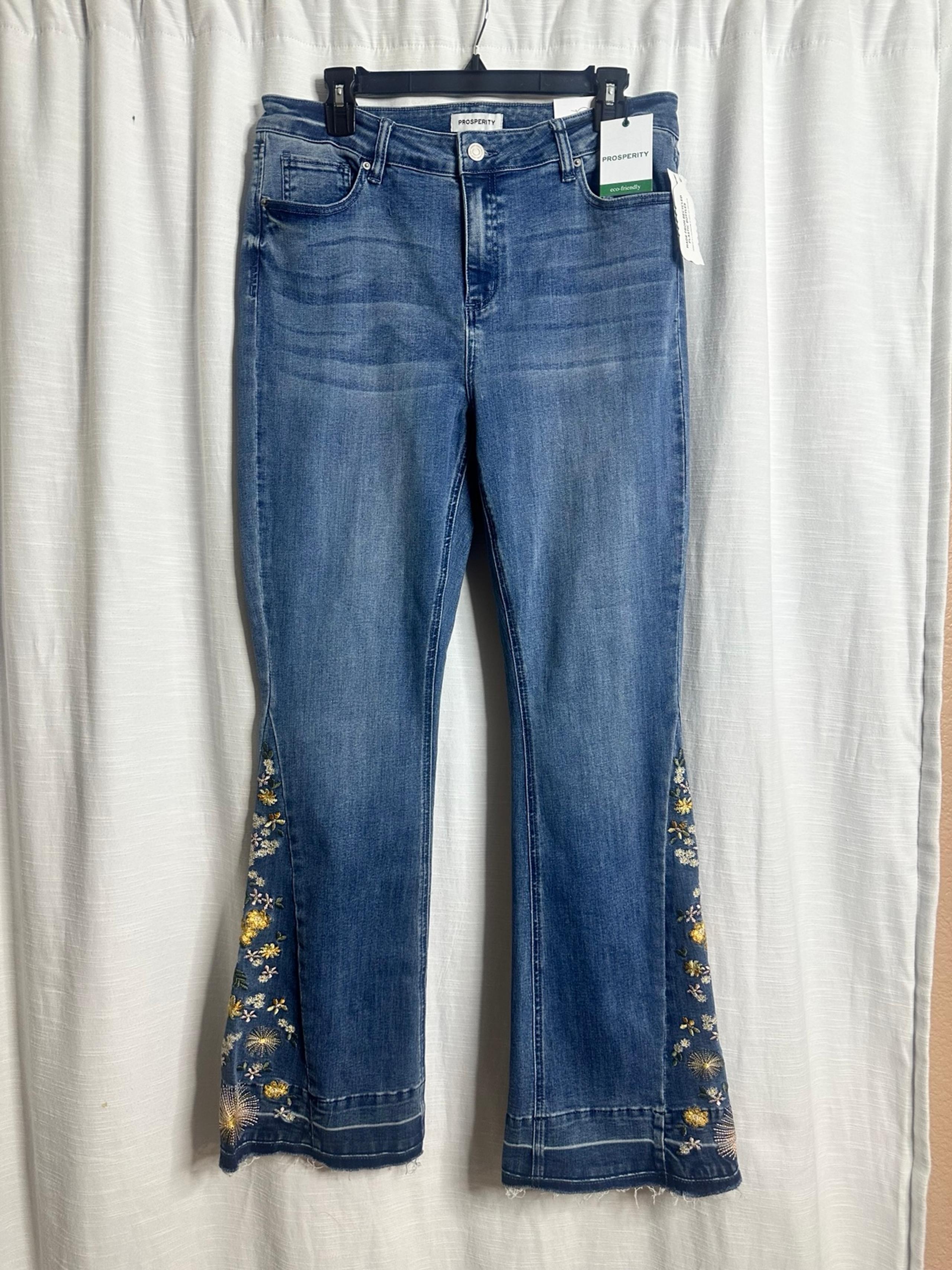 Prosperity floral embroidered boot cut jeans size 15