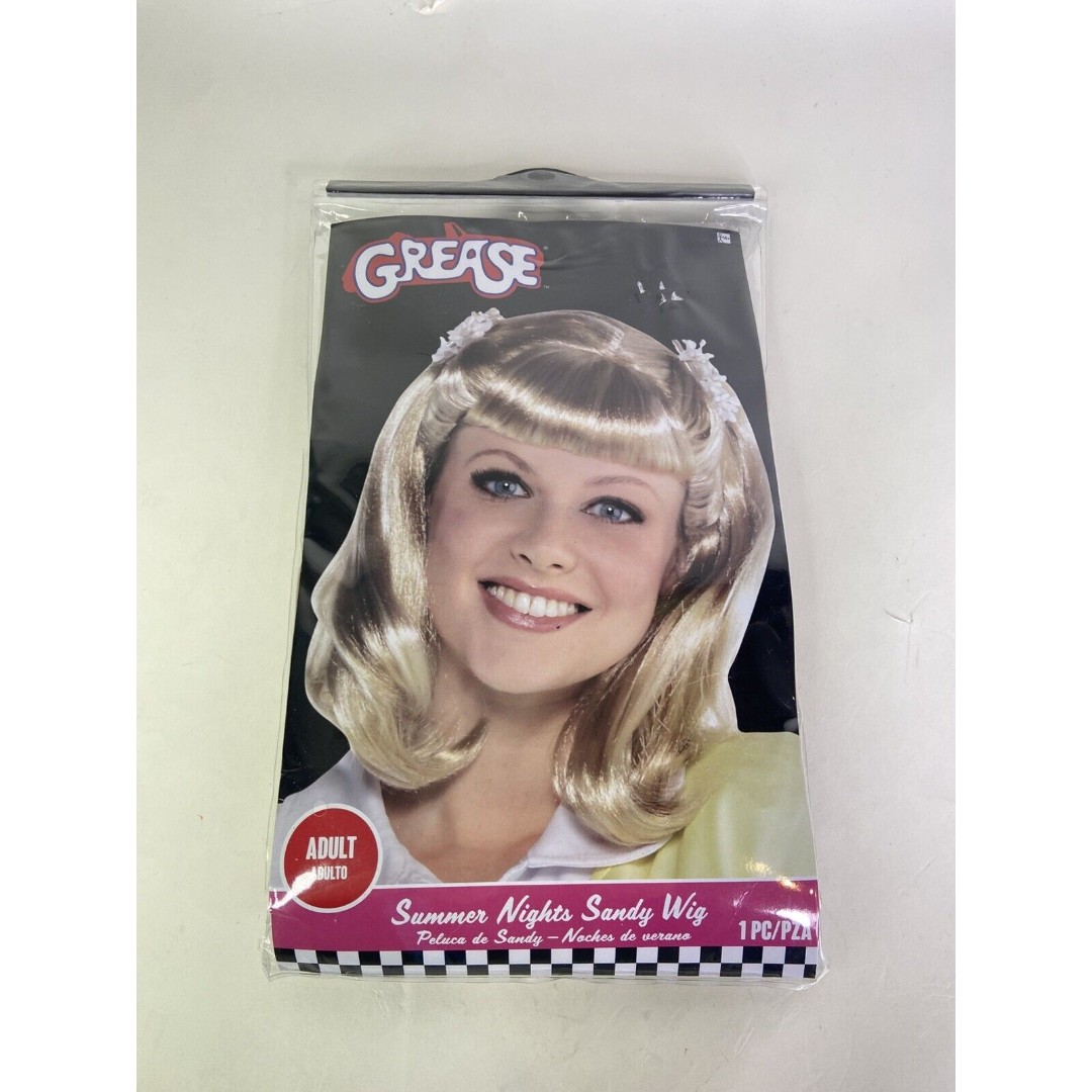 Grease Summer Nights Sandy Wig Blonde Dress Up Halloween Adult Costume Accessory