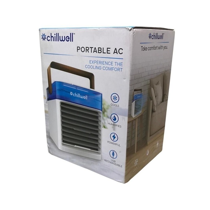 Chillwell Portable Powerful AC Cordless USB Rechargeable - Cools and Humidifies