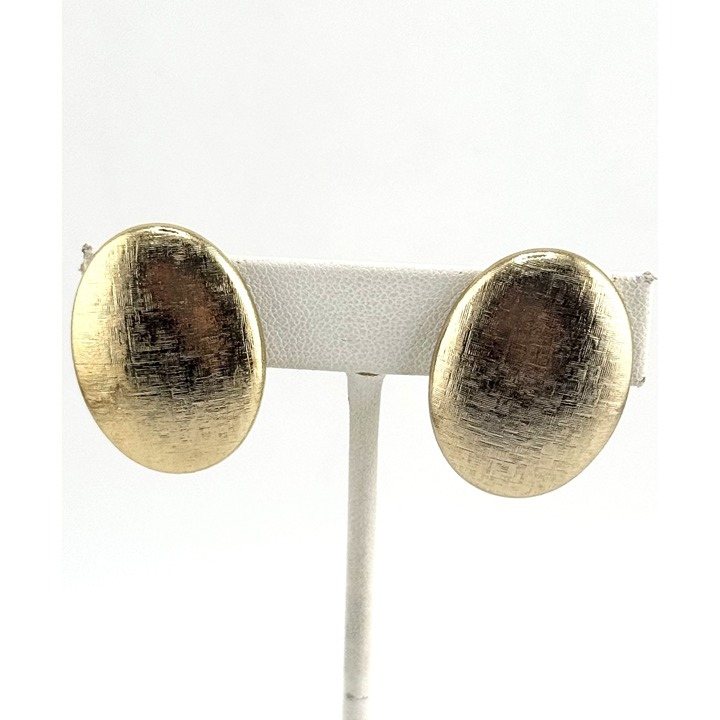 Vintage brushed gold tone clip on earrings