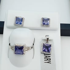 925 Sterling Silver Cubic Zircon Birthstone Jewelry Set, UU1P7A7076