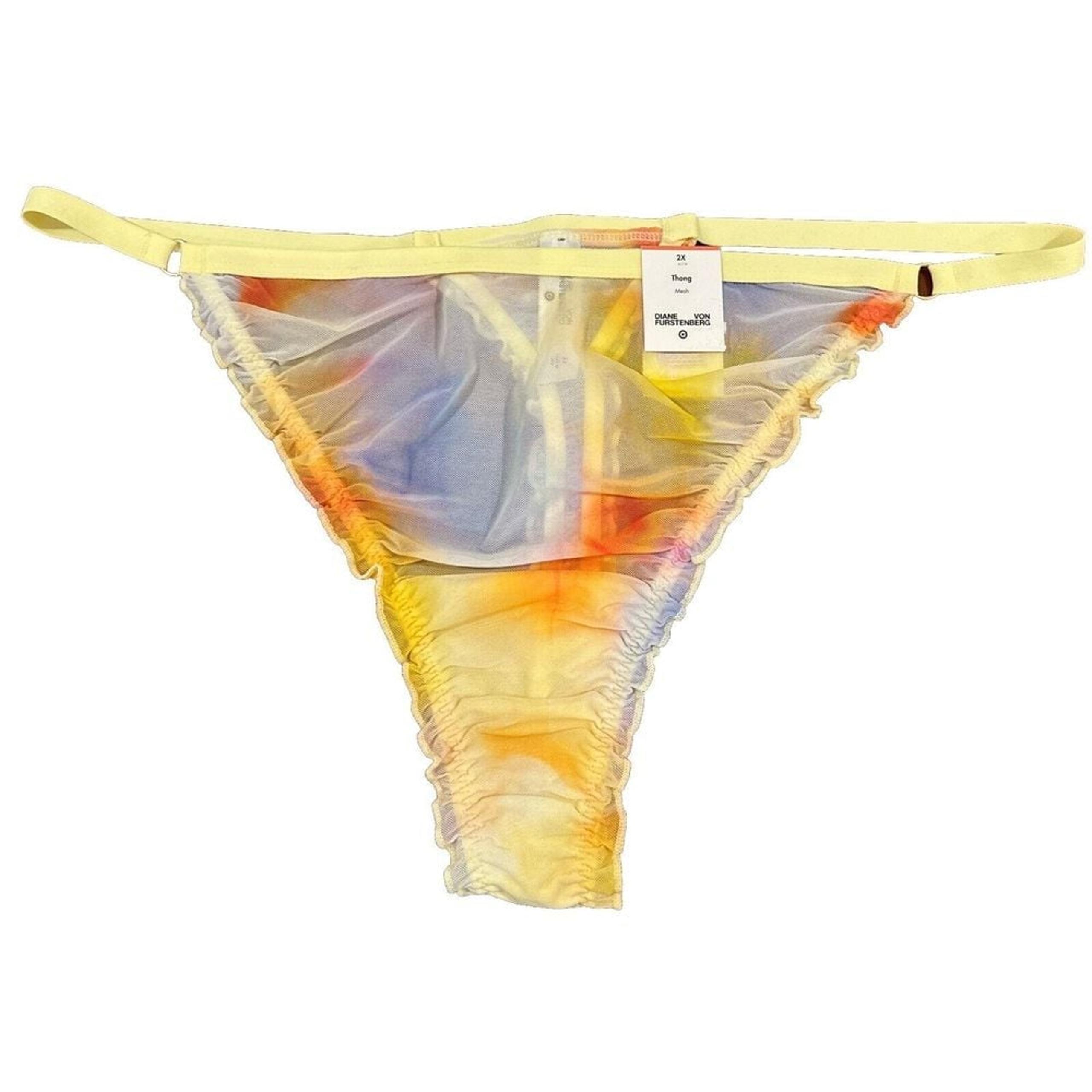 Diane Von Furstenberg X Target XXL Sunset Light Yellow Thong Ruffle Trim NWT