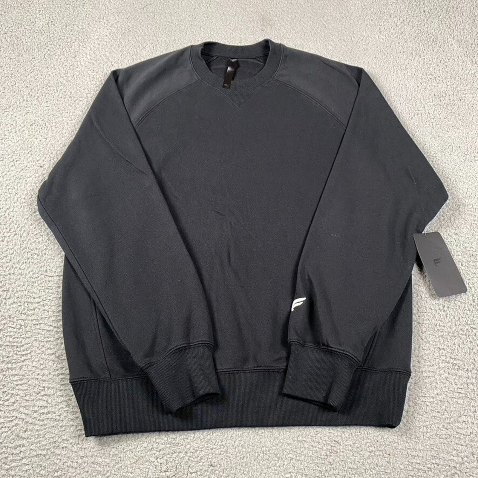 Fabletics Sweater Mens Large Black The Year Round Terry Crew Neck Pullover 70