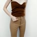 Zara Camel Tan Faux Leather Ankle Zip Pants Size M