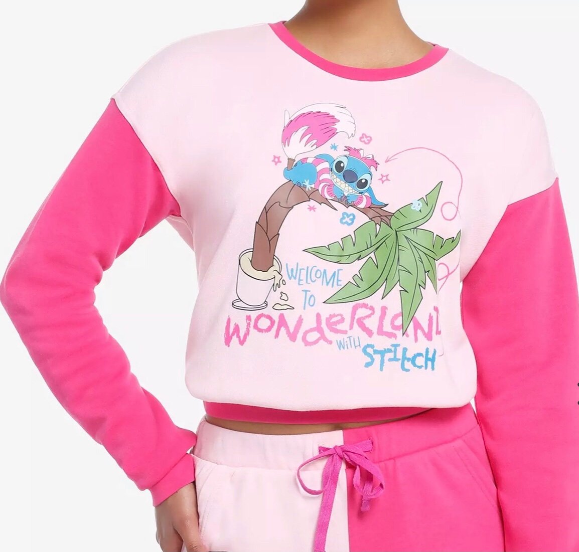 Disney Stitch Cheshire Cat Color-Block Girls Sweatshirt