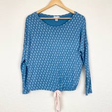 Eberjey Gisele Tencel Modal Long Sleeve Top in Daisy Blue Shadow Size XS