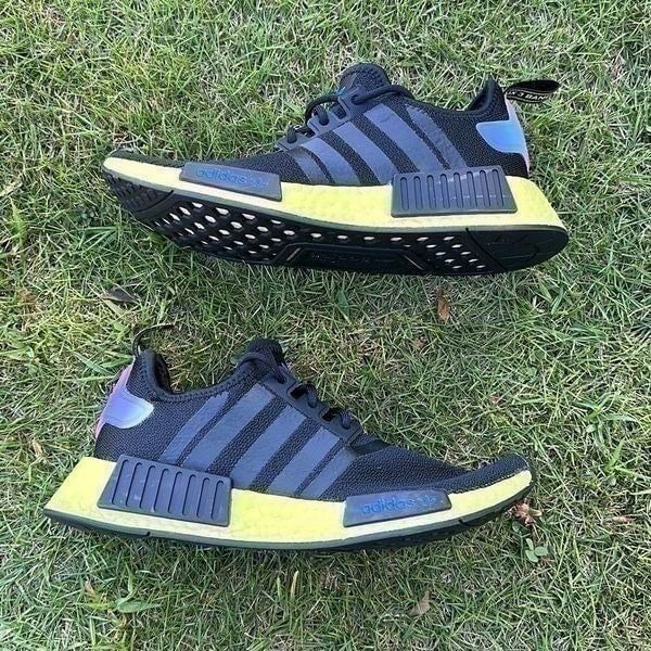 Adidas NMD R1 Core Black Pulse Yellow Blue Boost Shoes