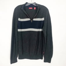 IZOD Men's Y2K 1/4 Zip Striped Ribbed Sweater Size M