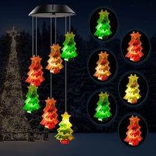 Colorful Christmas Tree Solar Wind Chime Lights, Waterproof Decorative Lights