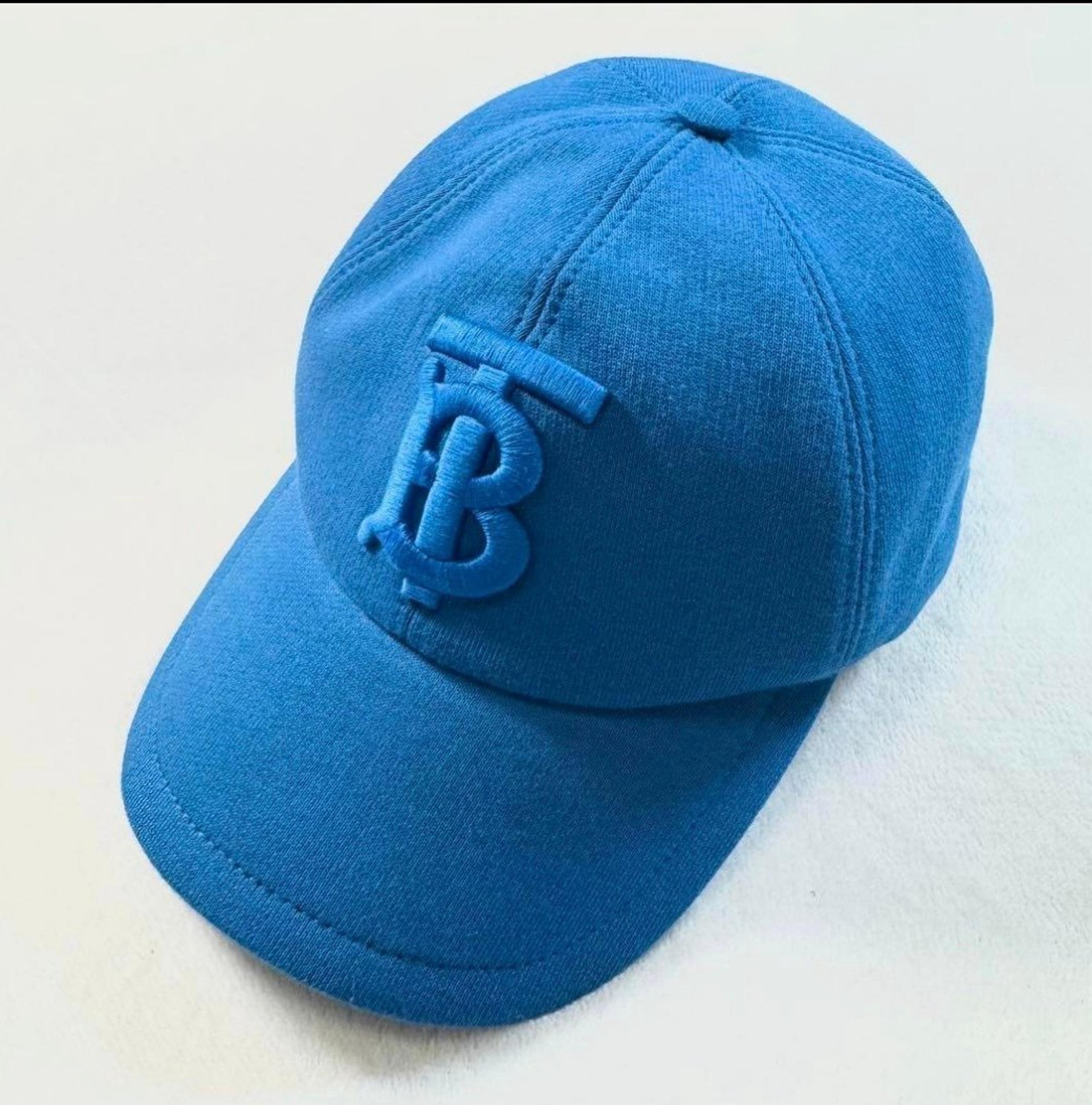 Authentic Burberry Hat Unisex Cap TB Logo Baseball Cap Blue.
