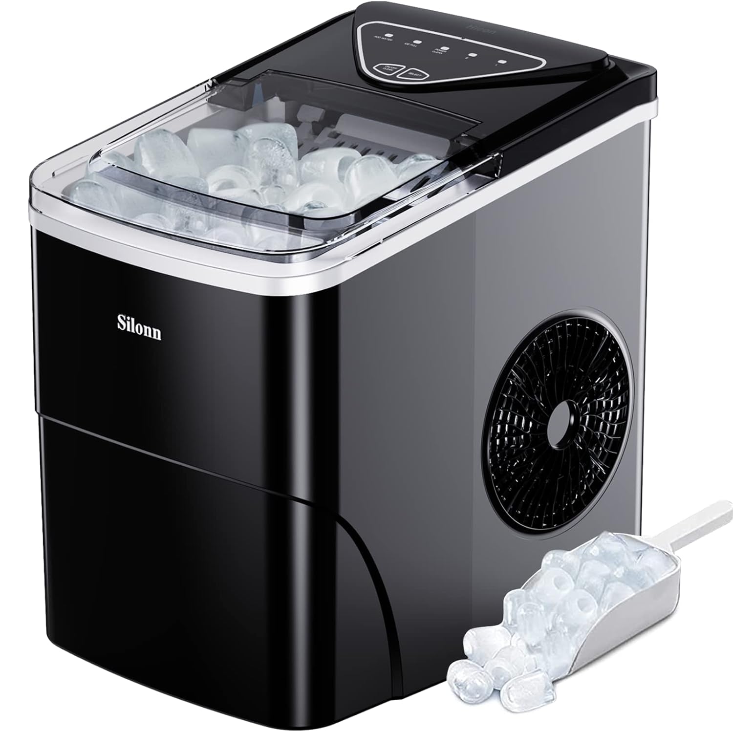NEW Silonn Bullet Ice Maker Countertop 26lbs in 24Hrs w/ Basket & Ice Scoop