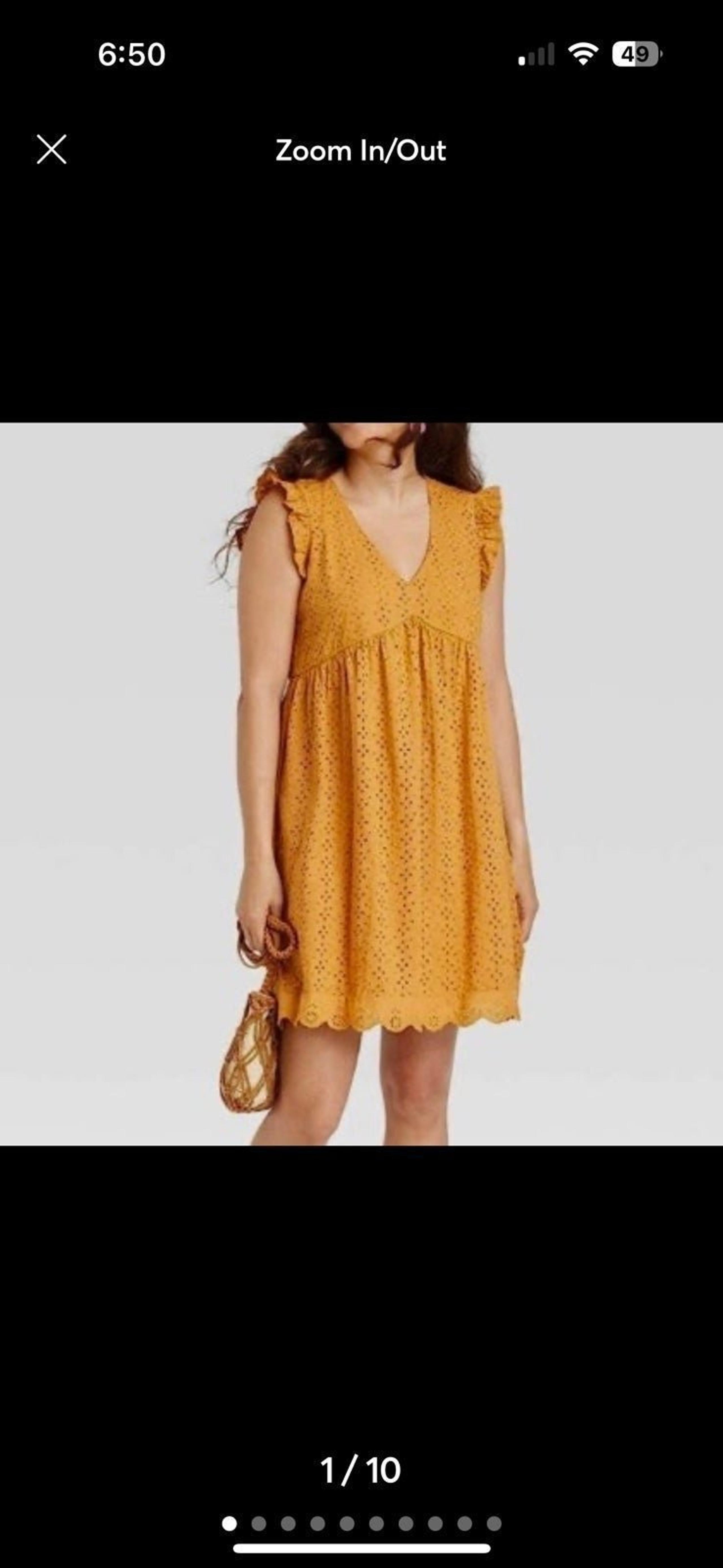 Women's Knox Rose mustard yellow ruffle sleeve eyelet A-Line dress
