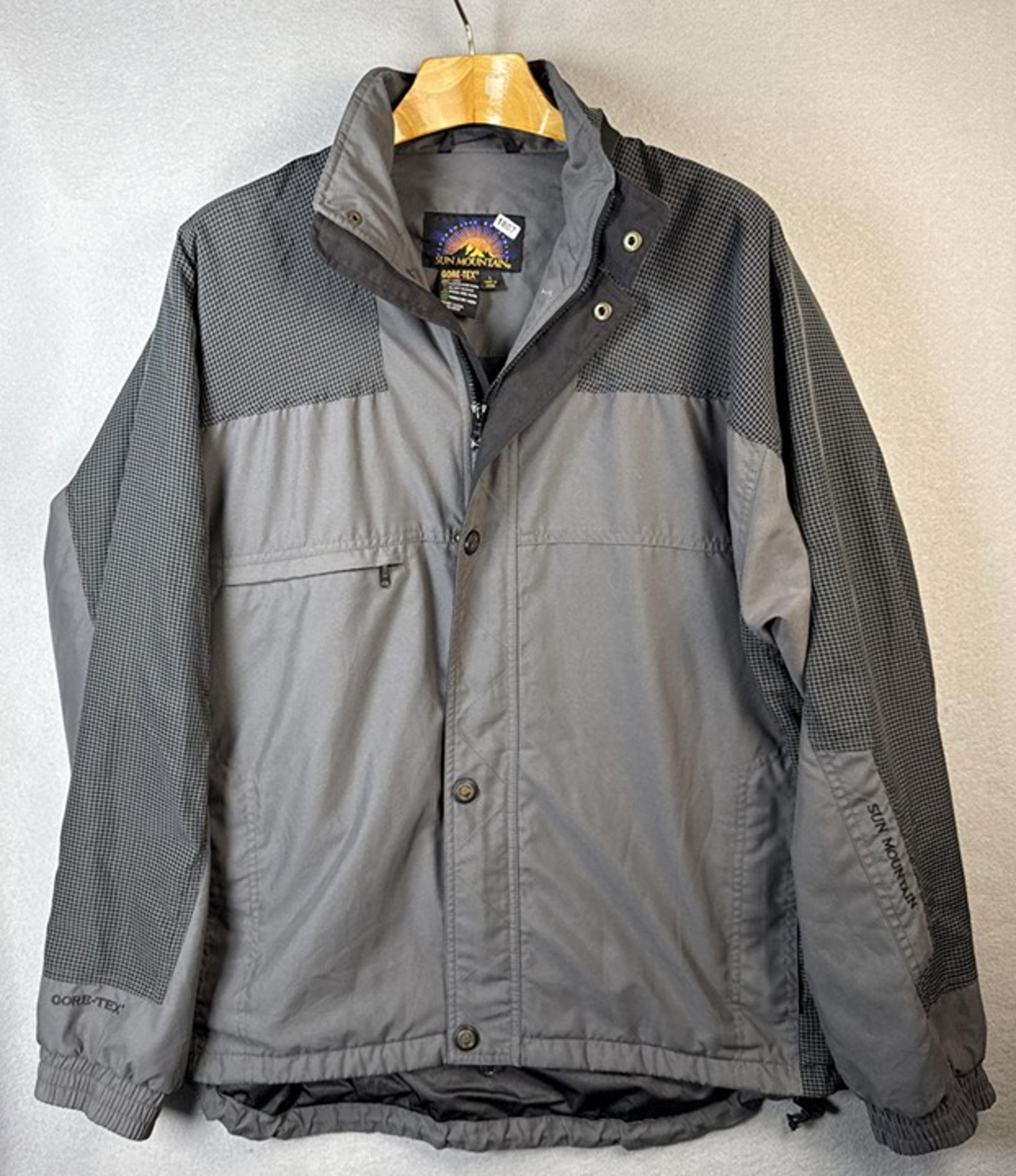 Gore Tex Sun Mountain Jacket Men L Gray Full Zip Outdoor Hiking Golf Windbreaker