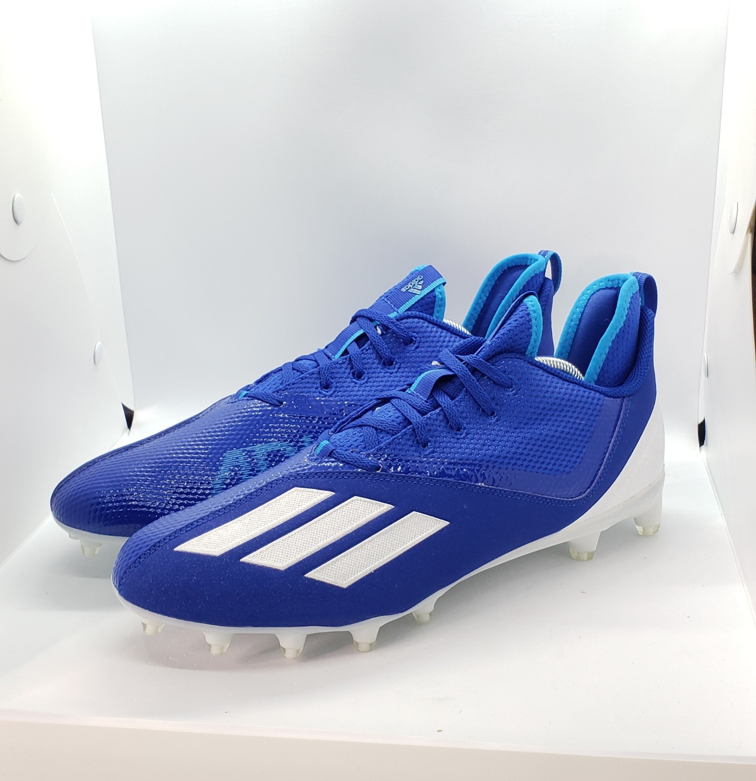 RARE Men's Adidas Adizero Scorch Football Cleats Blue White FX2086 Size 13.5 NEW