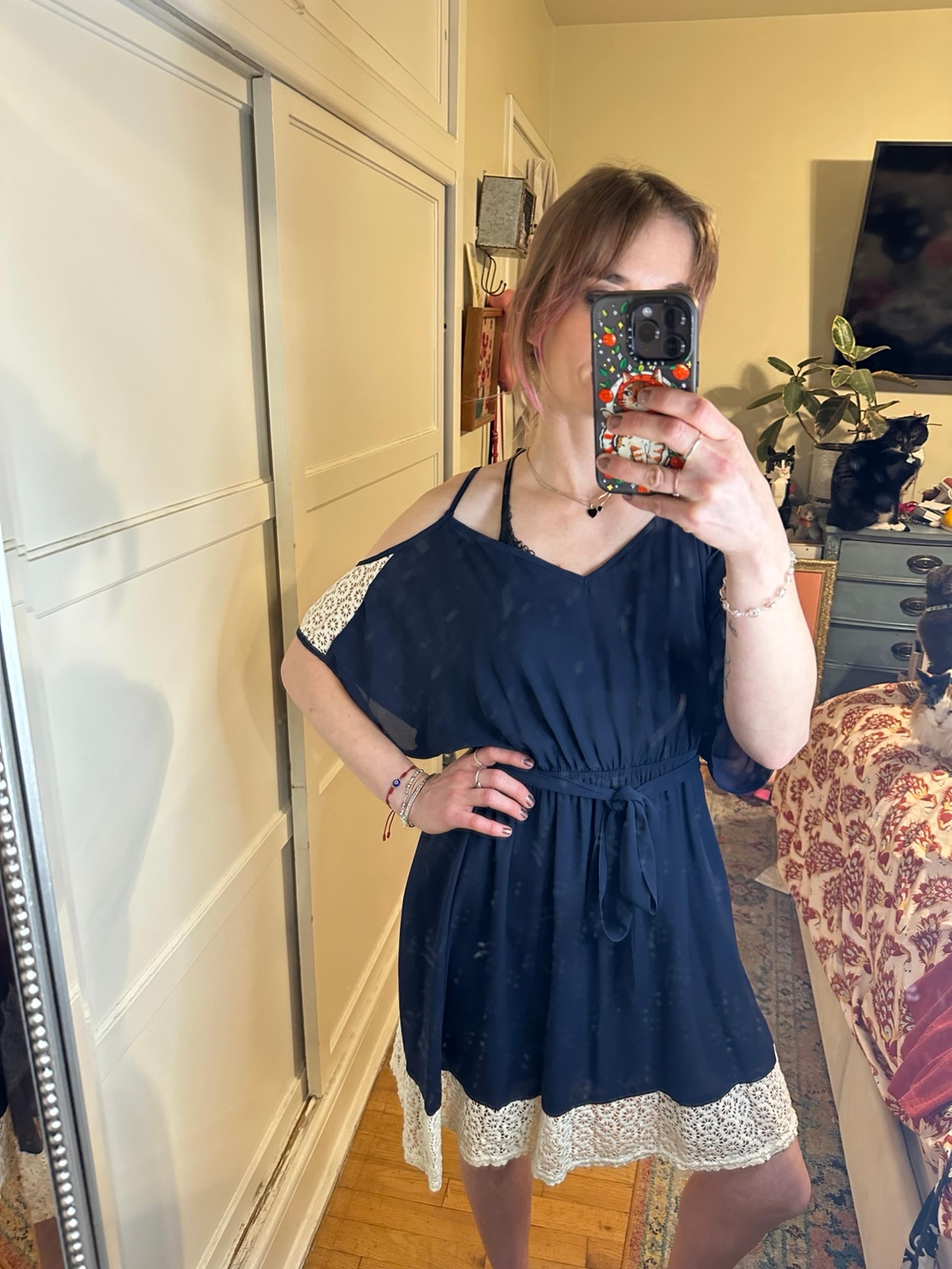Ya Los Angeles sheer lined, cutout and crochet details dress