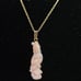 Carved angelskin coral geisha lady pendant gold tone chain necklace