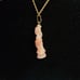 Carved angelskin coral geisha lady pendant gold tone chain necklace