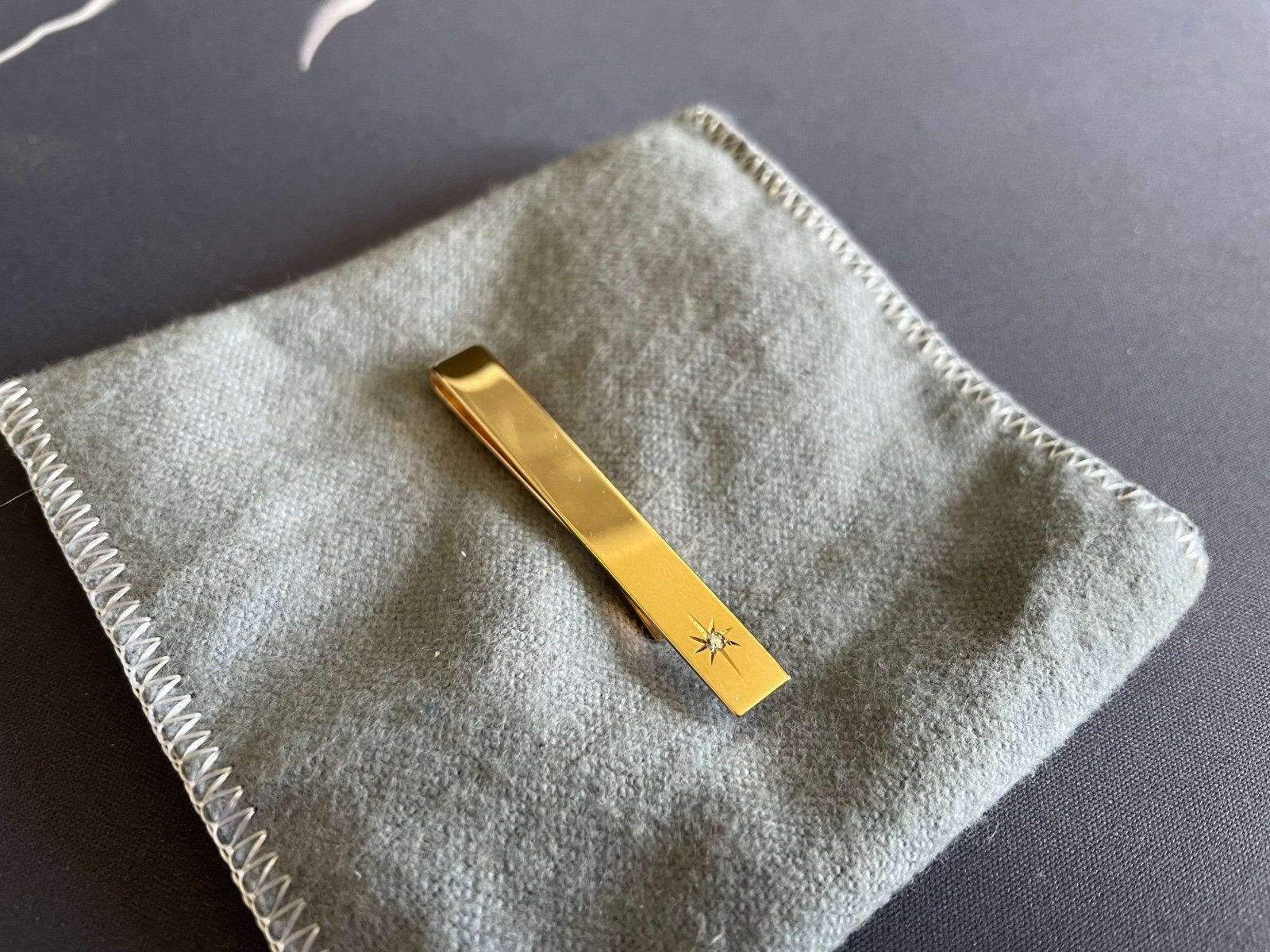 14k Gold Tie Bar with a Diamond