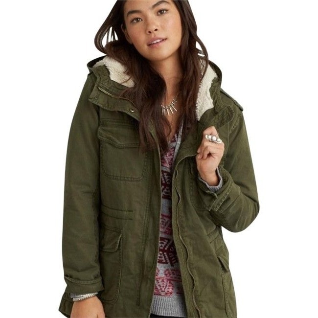 American Eagle Outfitters Olive Green Parka Coat Barn Jacket Size L