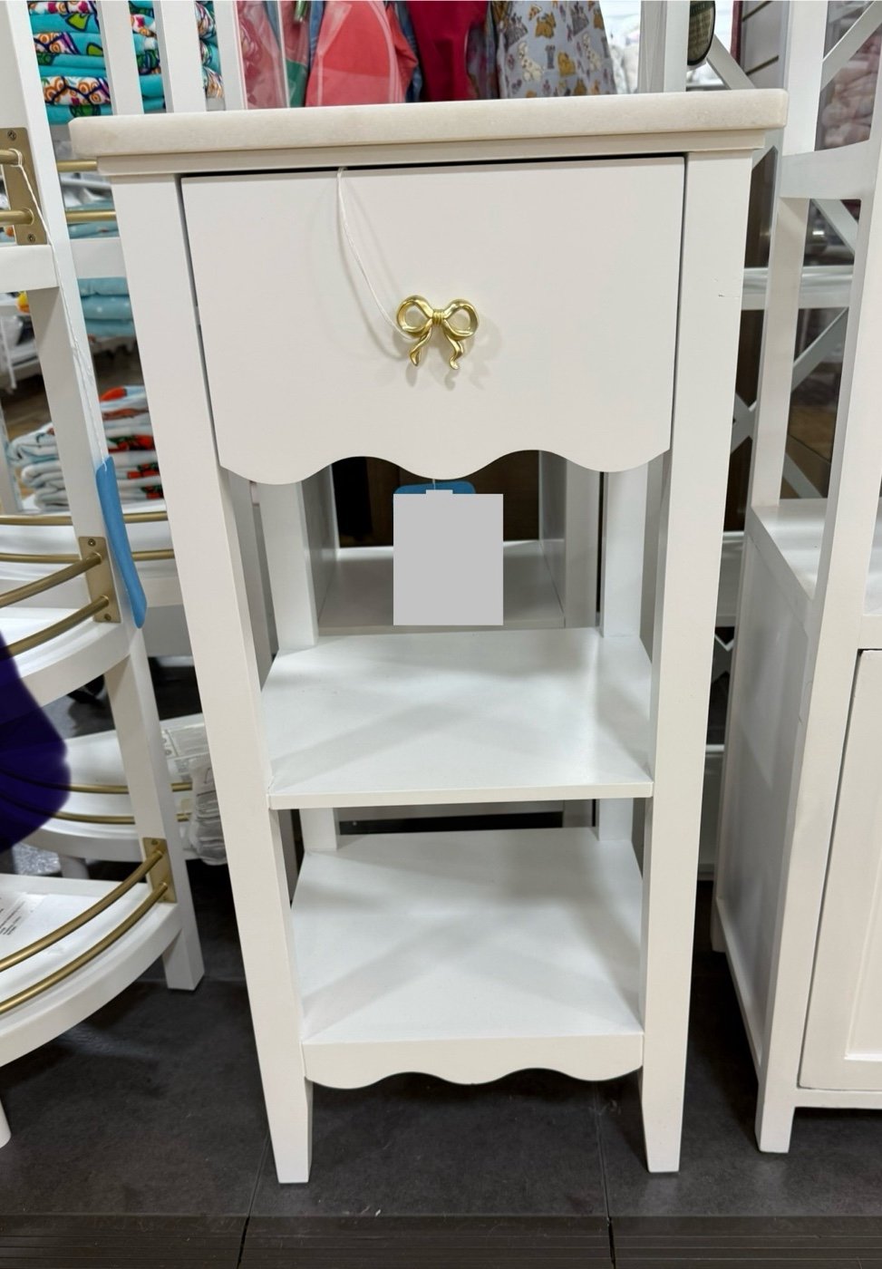 MARBLE TOP BATHROOM VANITY/NIGHT TABLE WITH COQUETTE BOW DRAW KNOB (READ❤️)