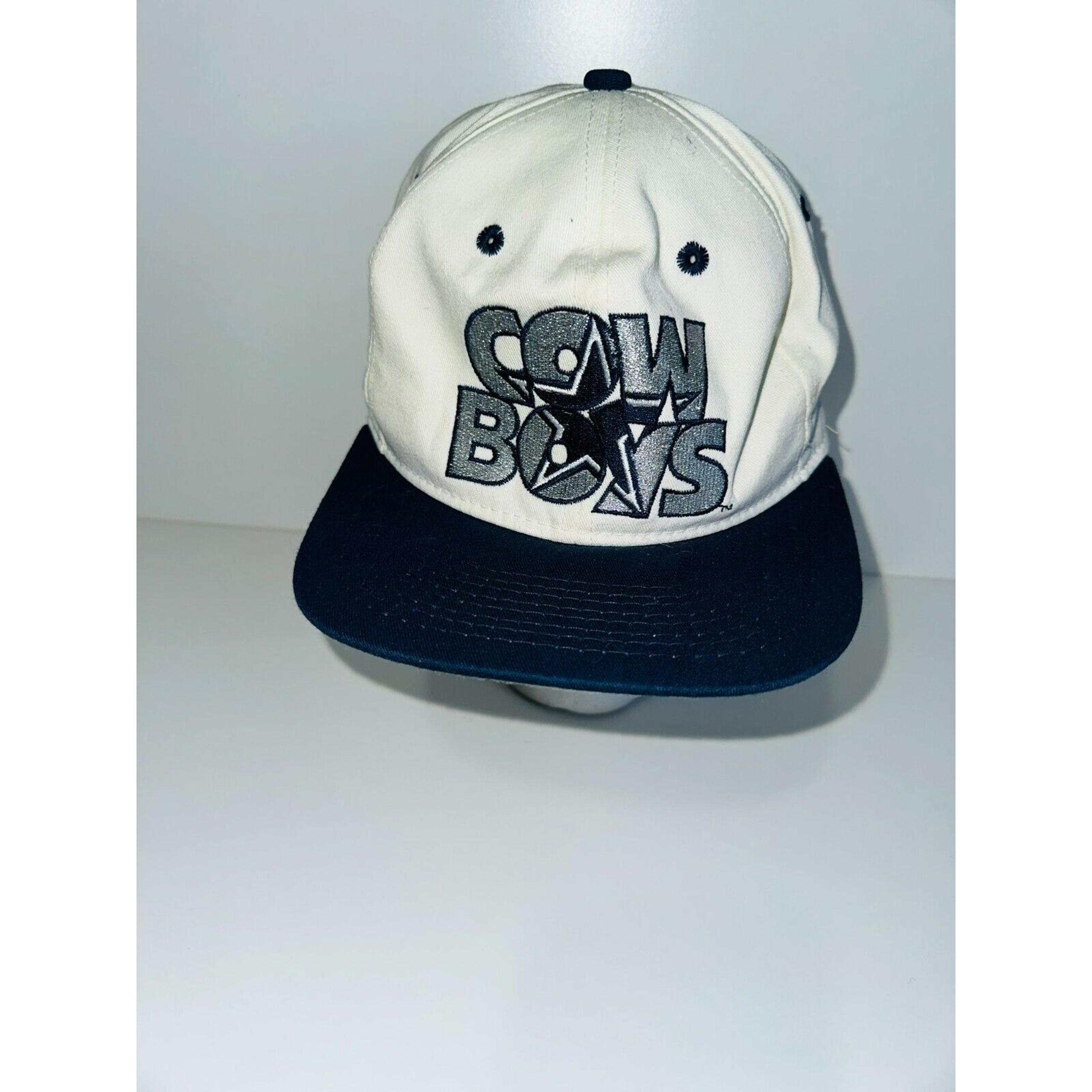 Vintage Dallas Cowboys Men's White/Black Adjustable Script Snapback Hat One Size