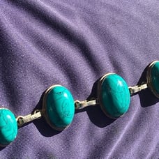 Bracelet silver real turquoise stones