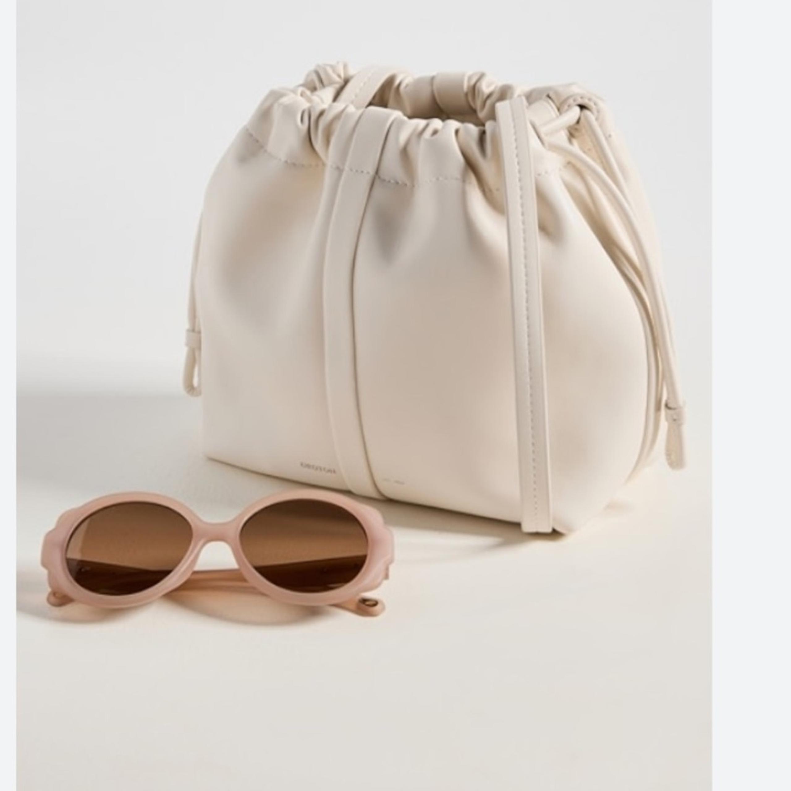 Oroton Curtis Drawstring Leather Crossbody Bag **