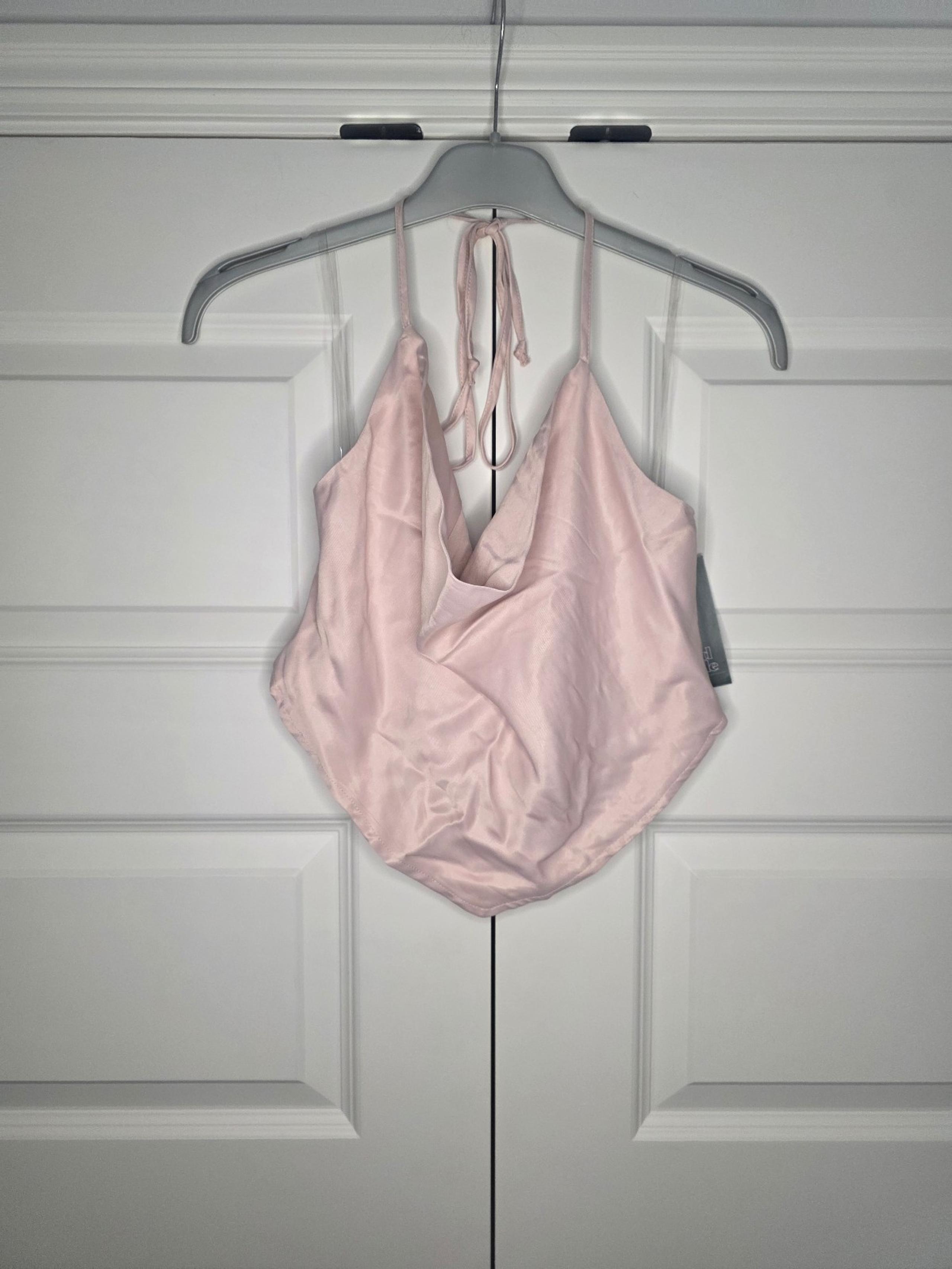 NWT Wild Fable M Blush Pink Cowl Neck Triangle Halter Top