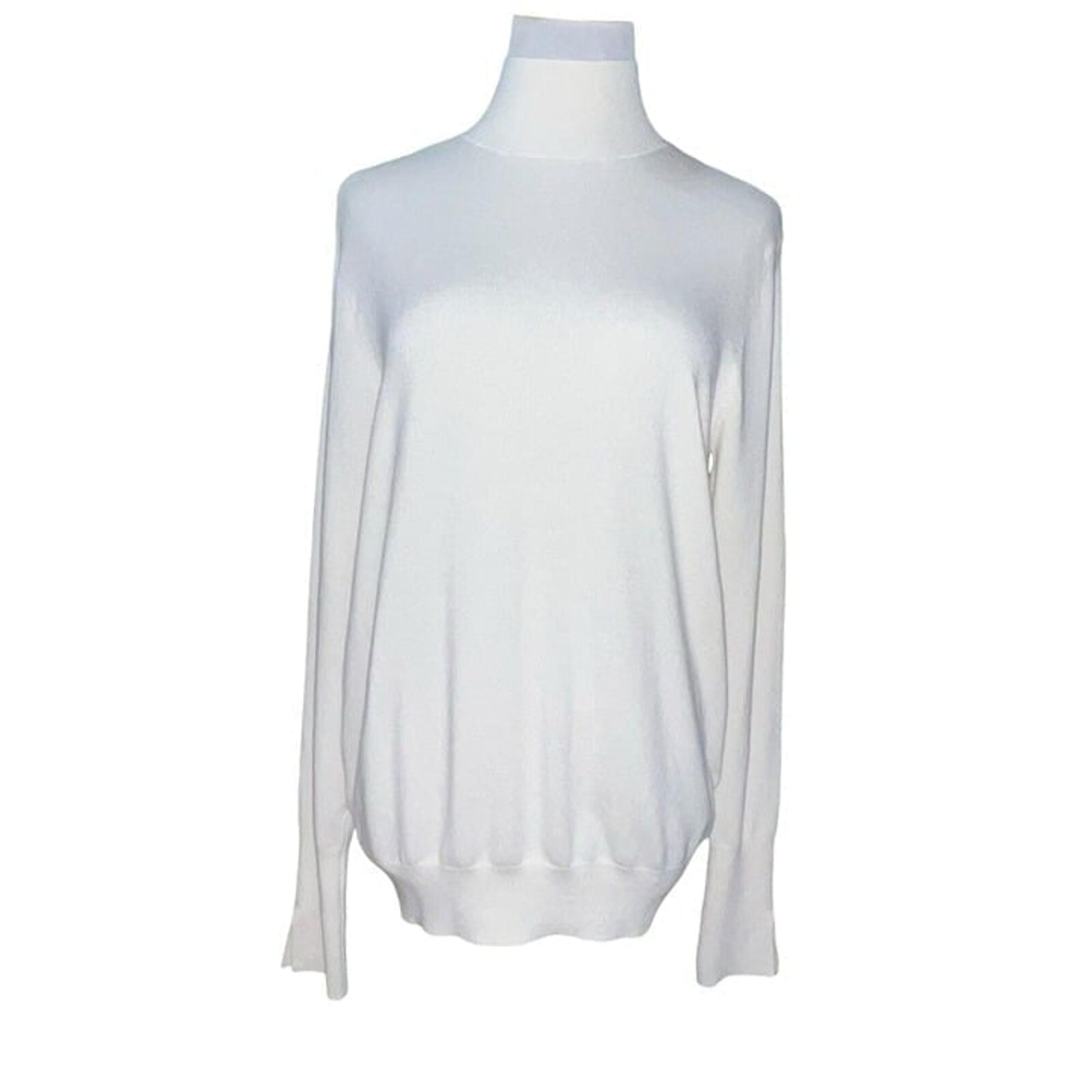 ZARA WOMEN CREAM HIGH NECK LIGHTWEIGHT SWEATER SIZE XL VISCOSE MINIMALIST COZY
