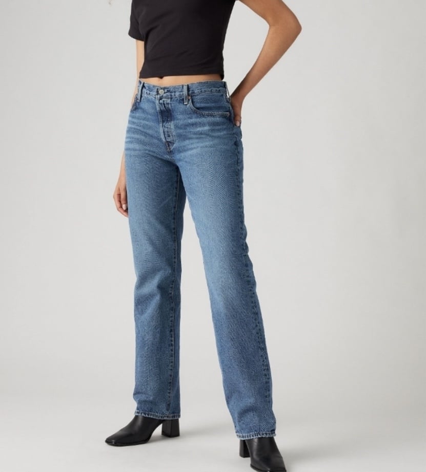 BNWT Levi's 501s Medium Wash Mid Rise Straight Leg Distressed Jeans size 29x28