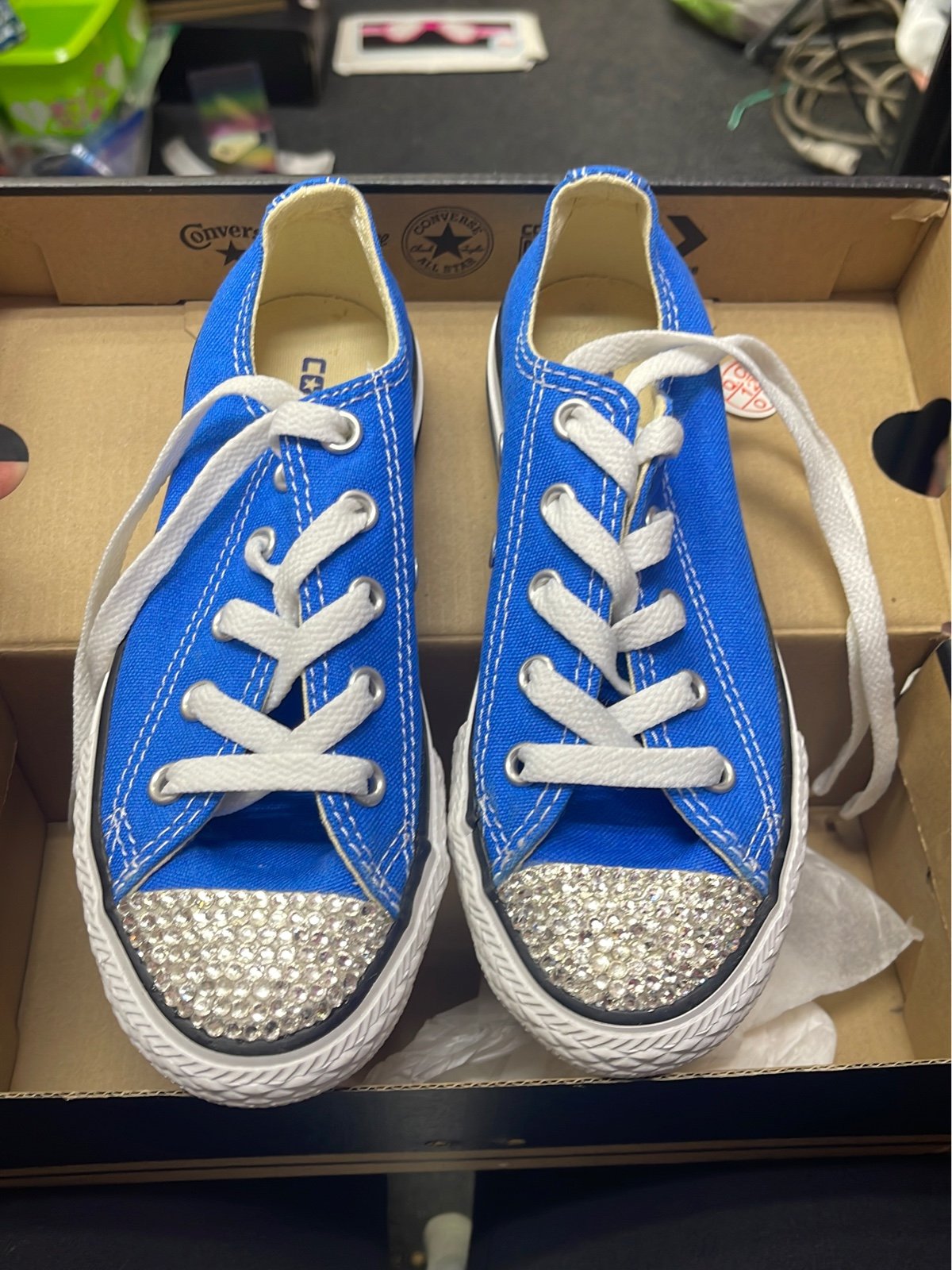 Converse All Star light sapphire size 12 with rhinestone toe