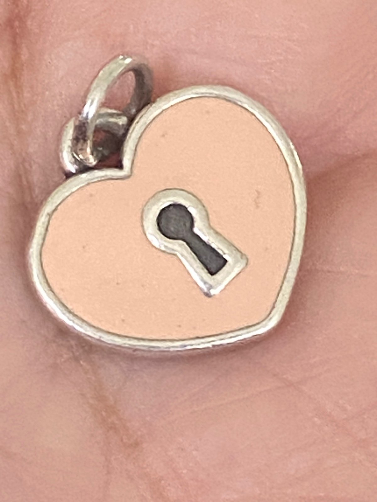 James Avery Retired Silver Pink Enamel Heart Lock Charm