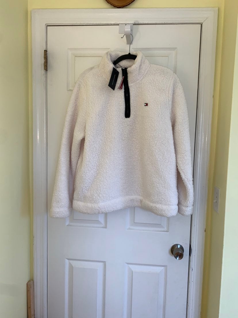Tommy Hilfiger NWT white Sherpa quarter-zip pullover
