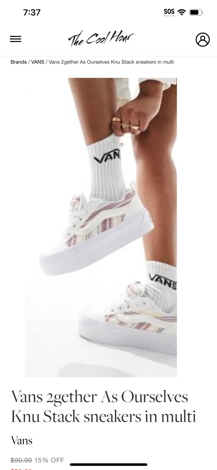 White vans size 7.5 men’s 9 women’s NEW KNU Stack Plaforms