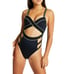 River Island Women's Black/Lime Strappy Cutout One-Piece Swimsuit US 6