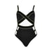 River Island Women's Black/Lime Strappy Cutout One-Piece Swimsuit US 6