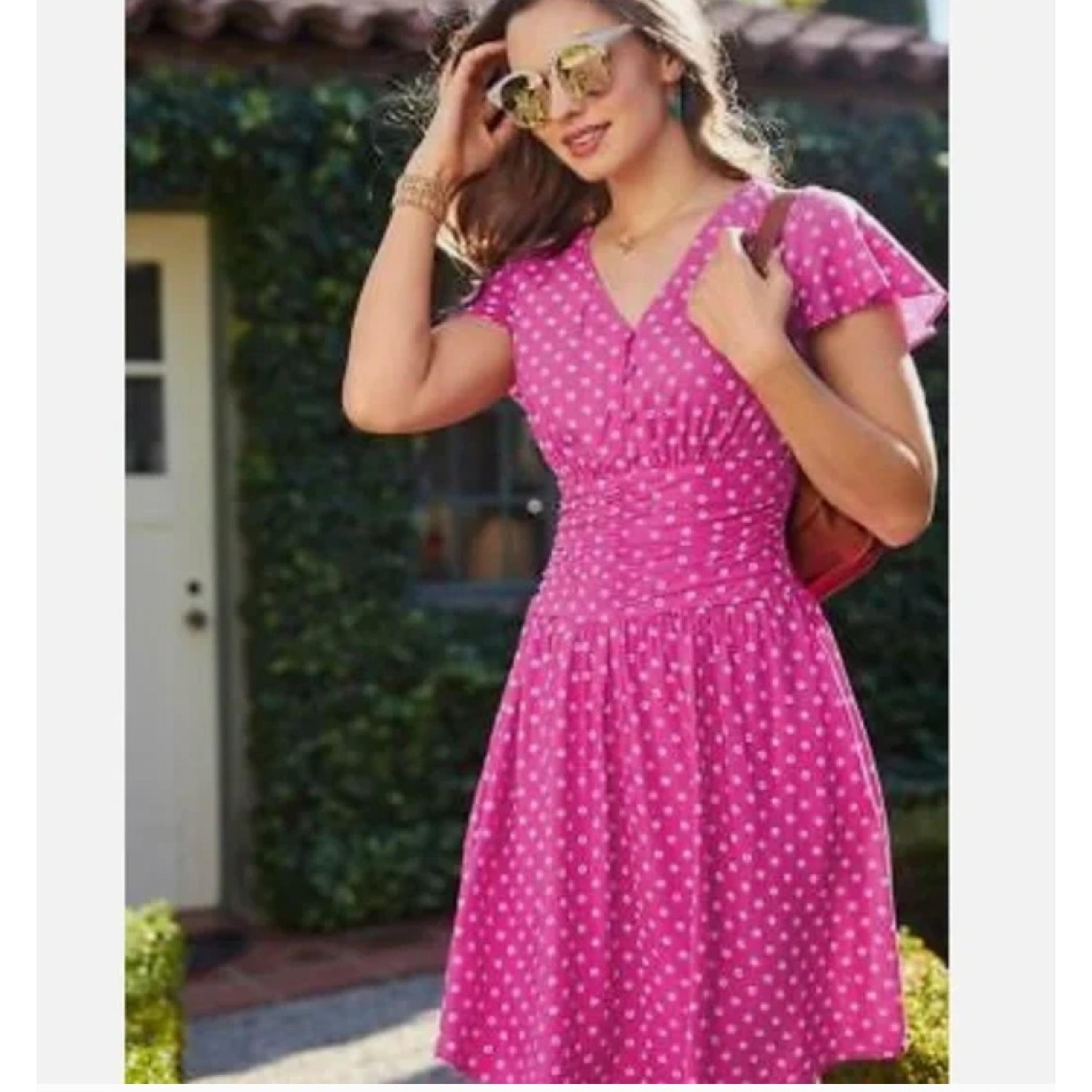 Matilda Jane Dress Women's Size XL Pink Ruched Smocked