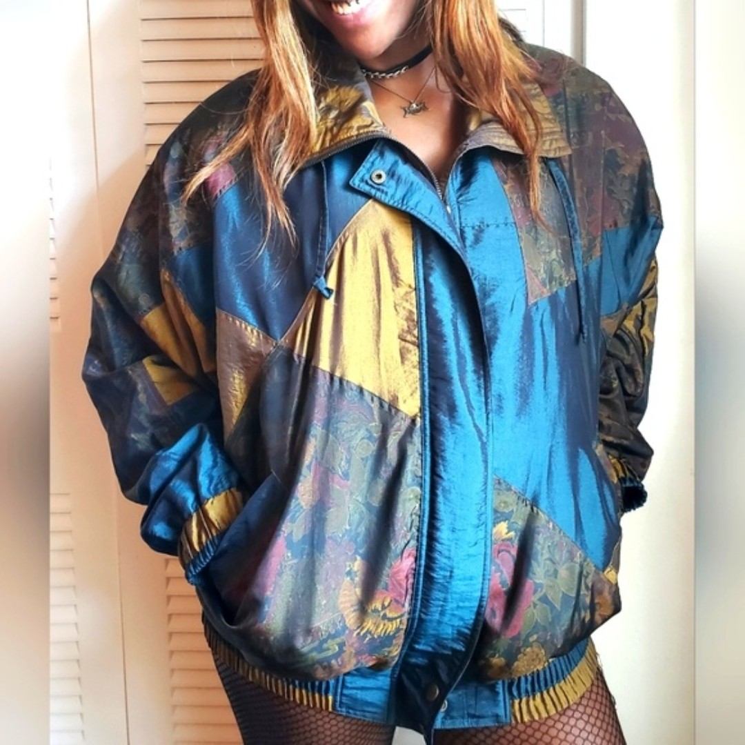 Vintage 80s Patchwork Windbreaker Jacket