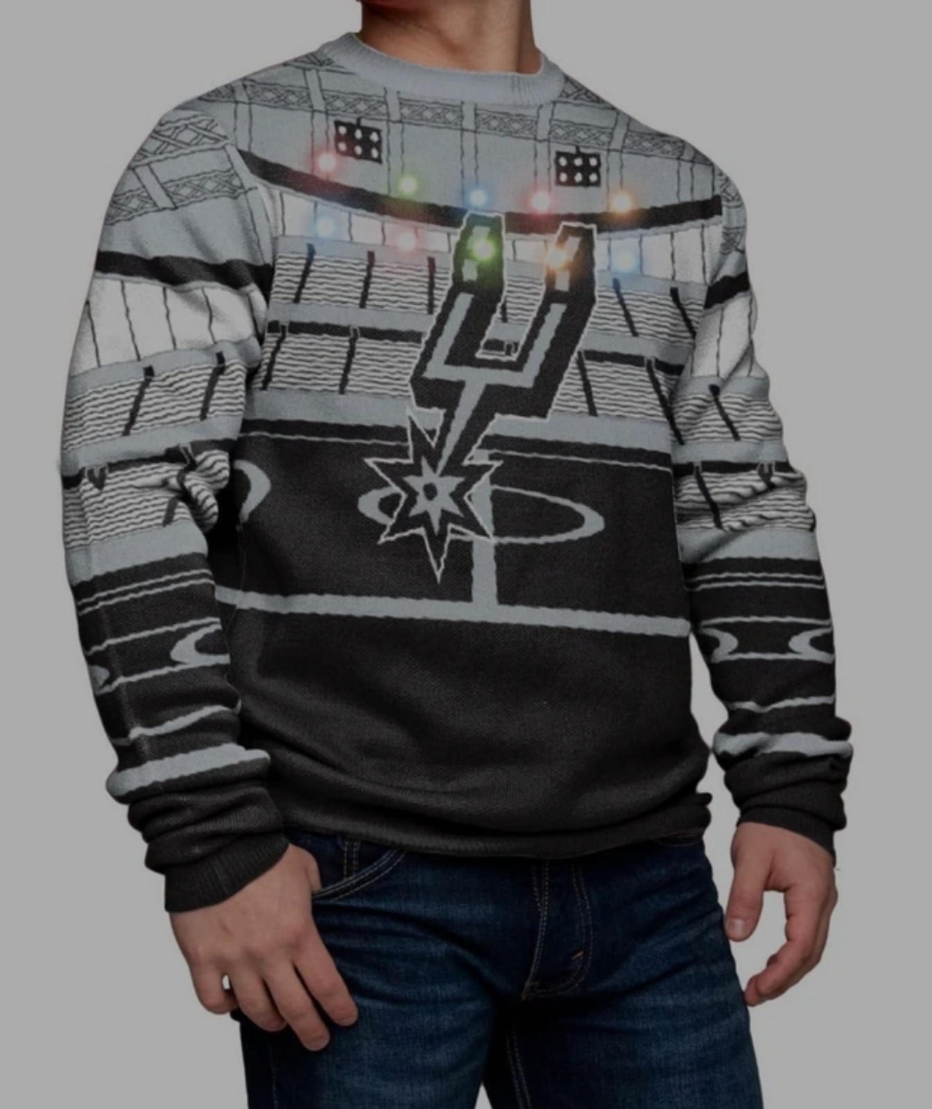 San Antonio Spurs Light Up Bluetooth Speaker Ugly Christmas Sweater XXL NBA NWT