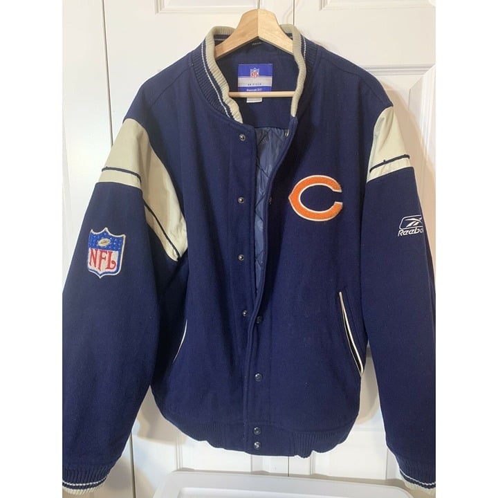 RARE VTG Chicago Bears Jacket Varsity Style NFL Football Wool Sz M Heavy