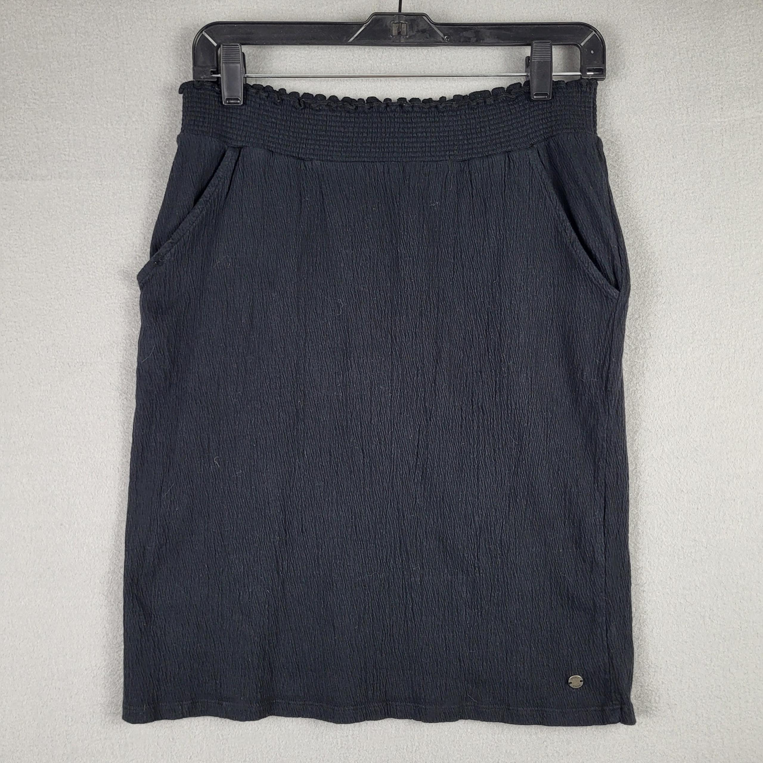 Roxy Women's Size 8 Smocked Skirt Black Crinkle Swimsuit Cover Up Beach Casual