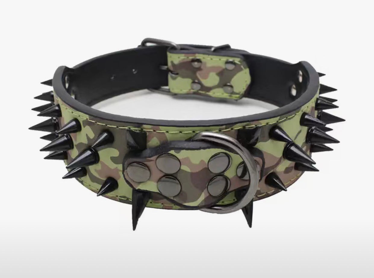 Pet Leather Studded Adjustable Collar, Small