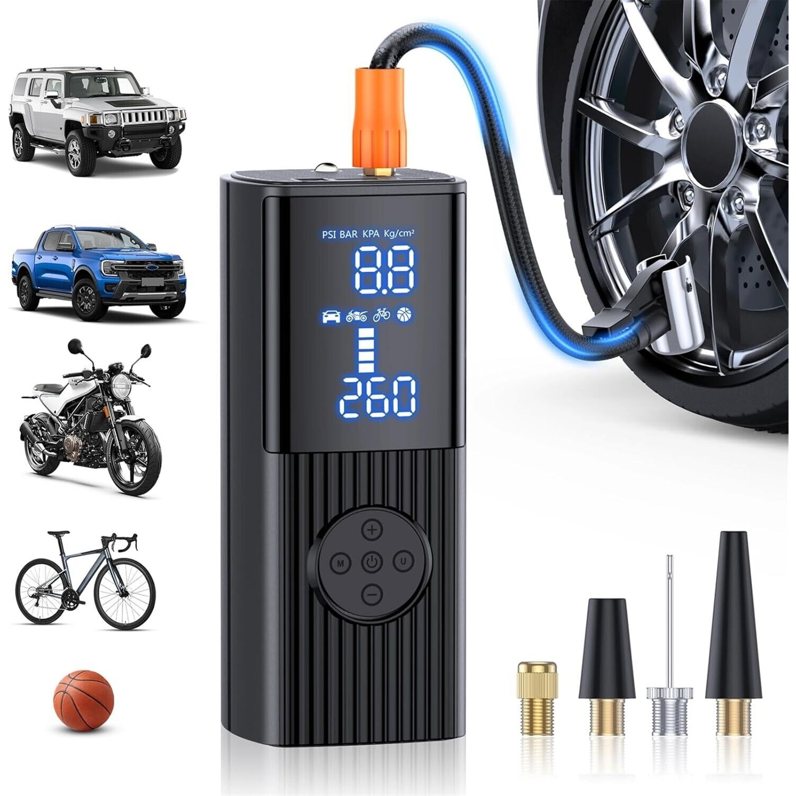 Tire Inflator Portable Air Compressor 180PSI 25000mAh Compressor Accurate Gauge