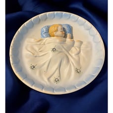 Porcelain 1950s 3 Dimensional Sleeping Baby Boy Wall Hanging Vintage