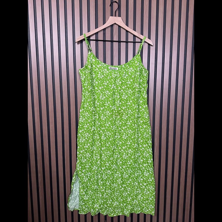 Reformation Slip Dress 10 / L Womens Green Floral Midi Viscose Sleeveless